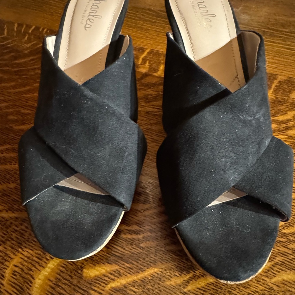 Charles David Black Crisscross Sandals